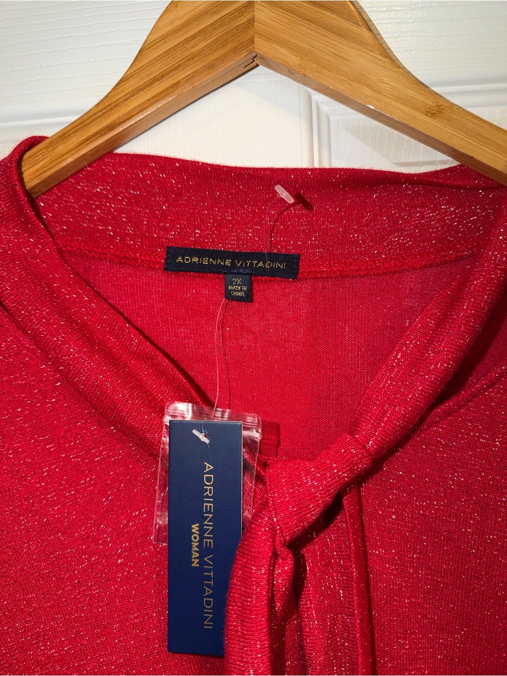 Adrienne Vittadini Red Tie-Neck Blouse. NWT - Picture 5 of 8
